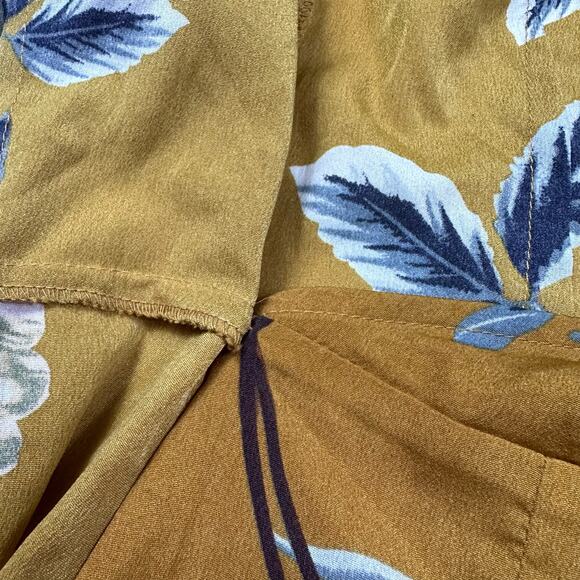 Lulu's Love & Light Mustard Yellow Floral Print Midi Romantic Faux Wrap Dress XS - Picture 5 of 16